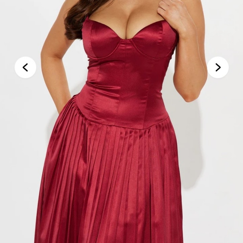Fashion Nova Burgundy Satin Dress